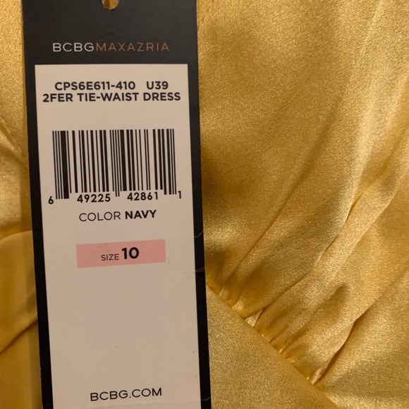 BcBG Tie Waist dress- Navy Blue/gold/yellow - NWT - Picture 3 of 4